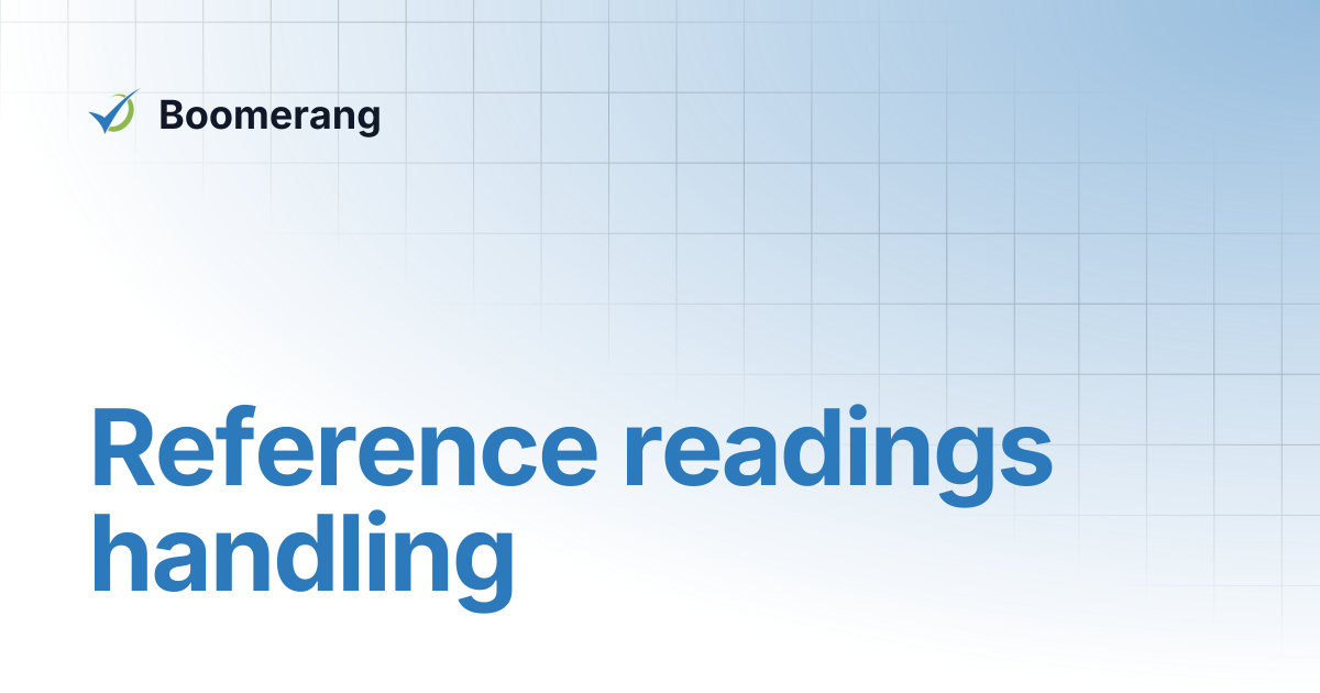 Reference readings handling | T-Calibration App Manual | Boomerang