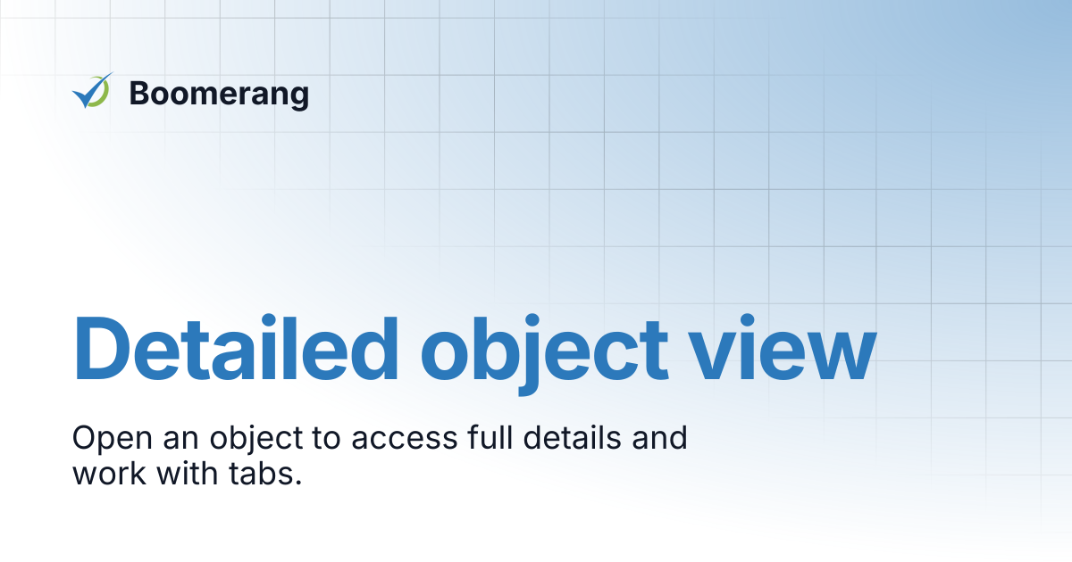 Detailed object view | U-B3 User Manual | Boomerang