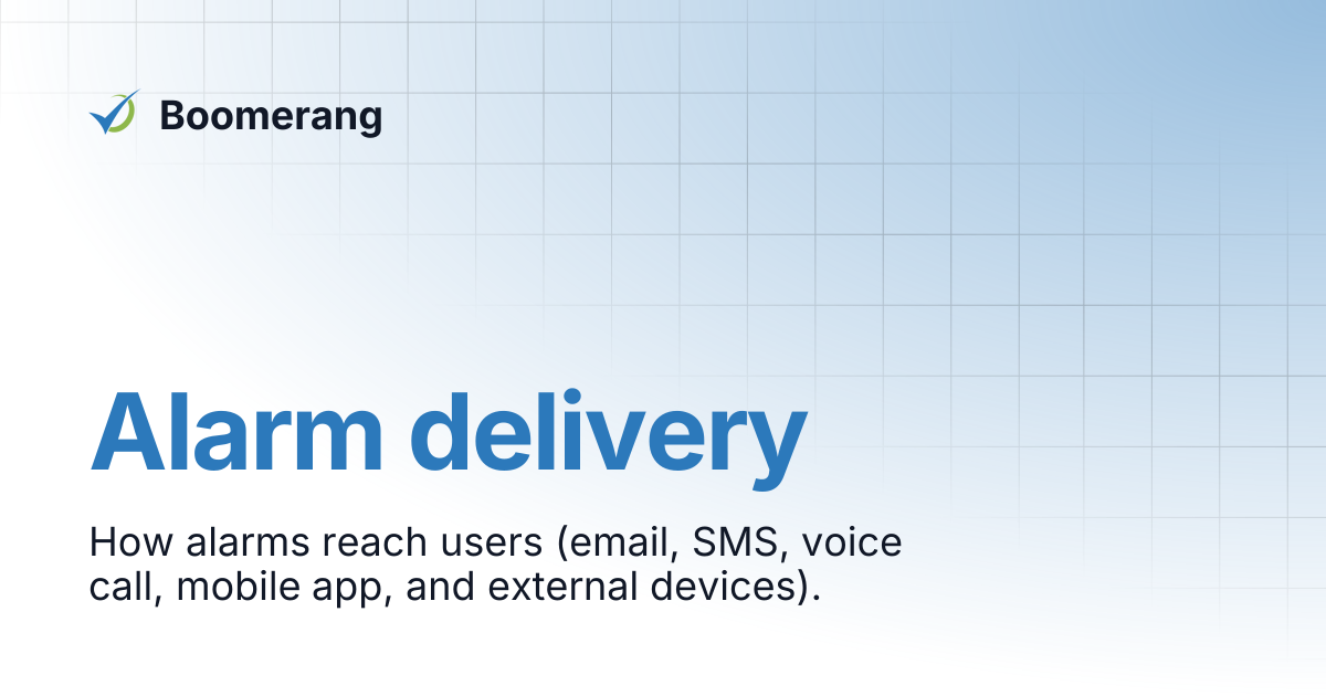 Alarm delivery | U-B3 User Manual | Boomerang