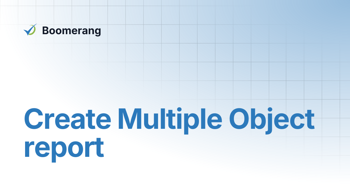 Create Multiple Object report | U-B3 User Manual | Boomerang