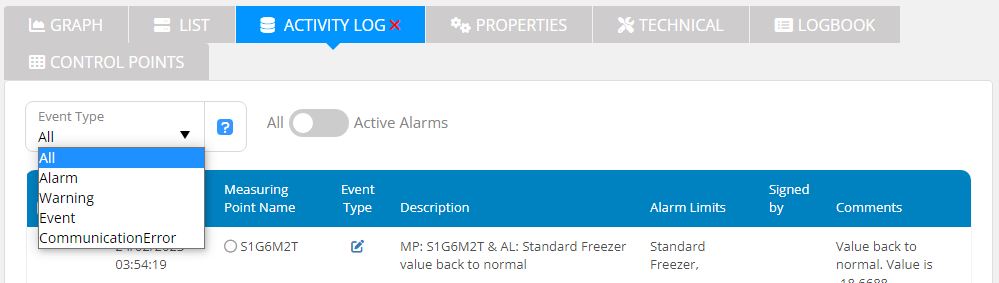 Filter by Event Type